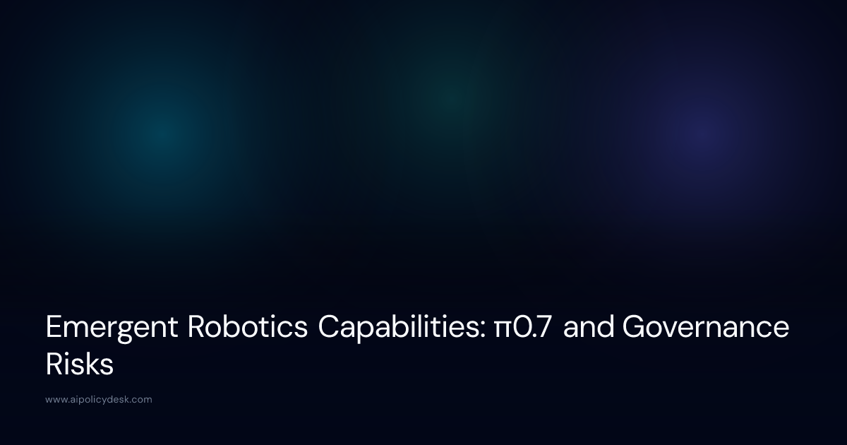 Emergent Robotics Capabilities: π0.7 and Governance Risks