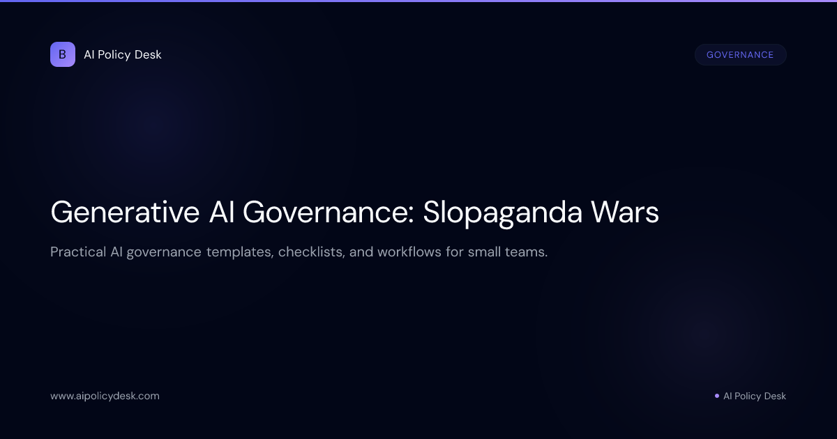 Generative AI Governance: Slopaganda Wars