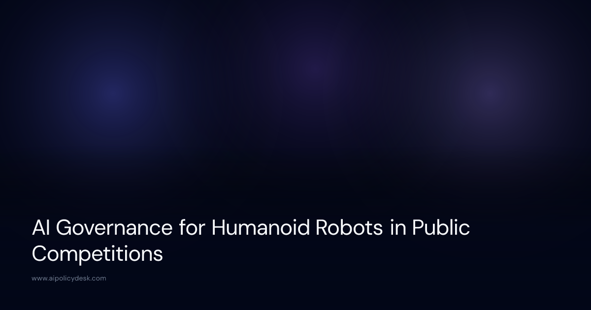 AI Governance for Humanoid Robots in Public Competitions