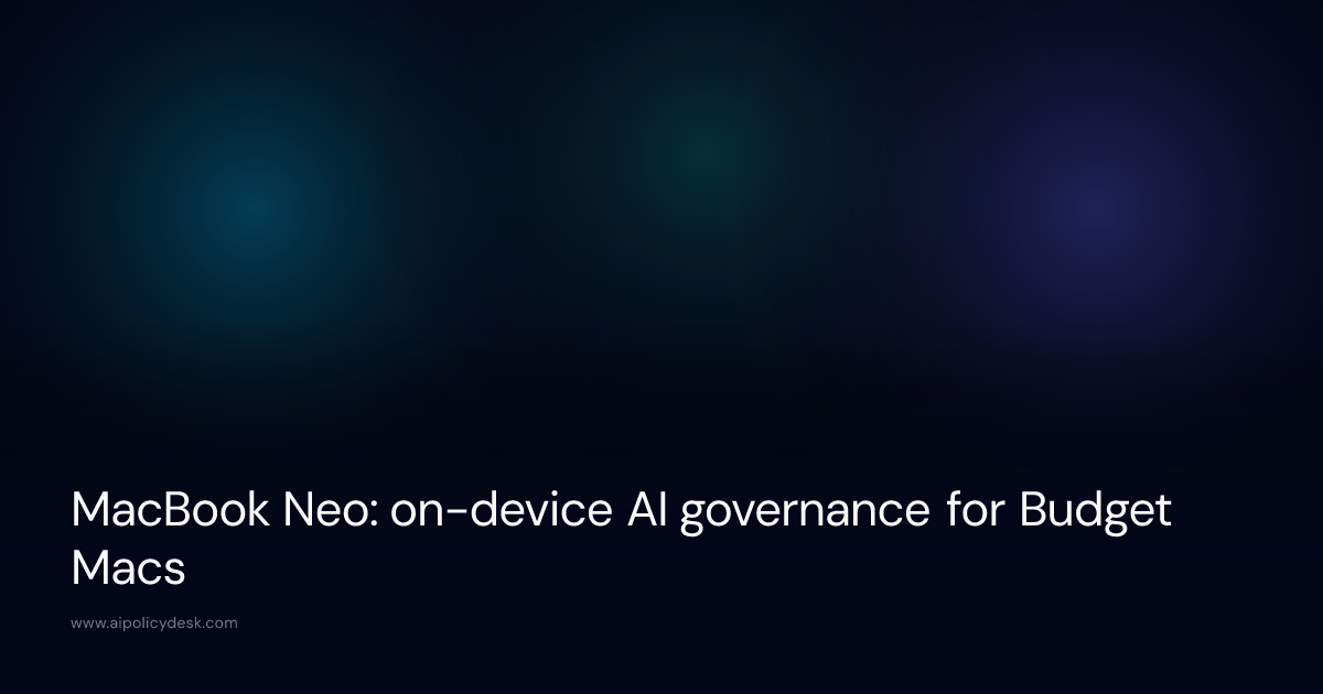 MacBook Neo: on-device AI governance for Budget Macs