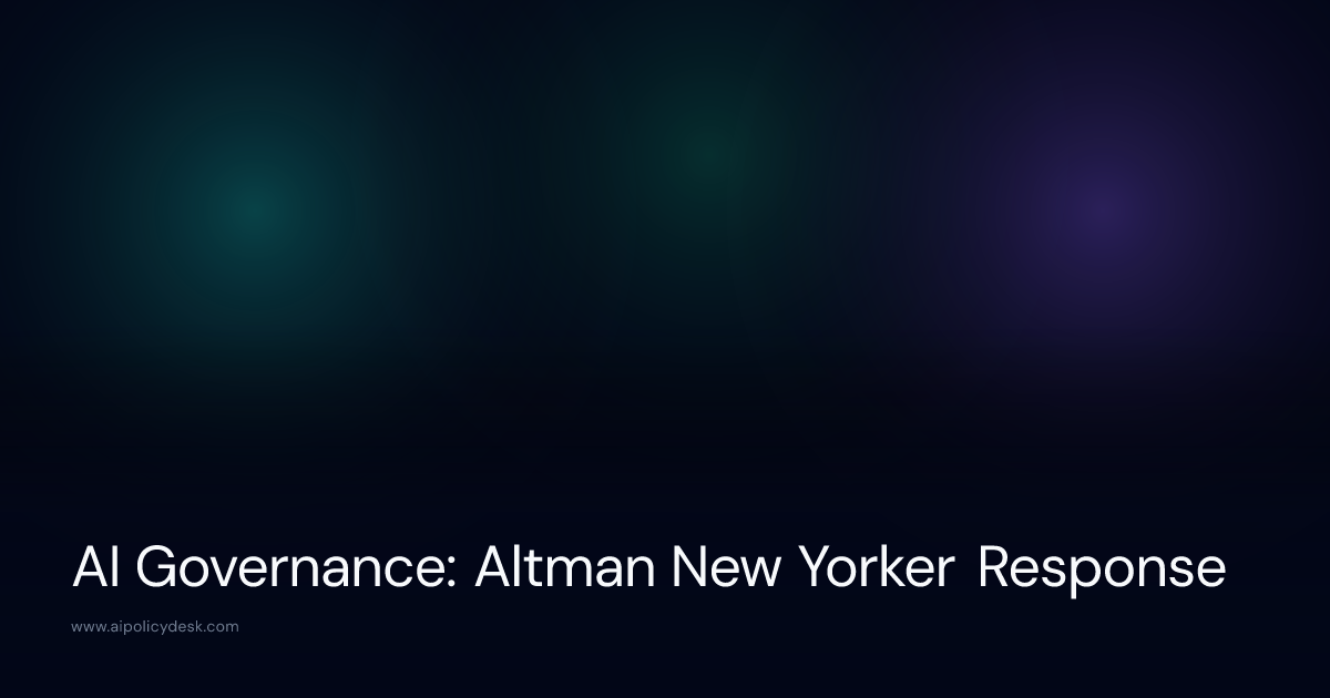 AI Governance: Altman New Yorker Response